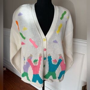 Vintage 1980’s knit cardigan party/ fun confetti